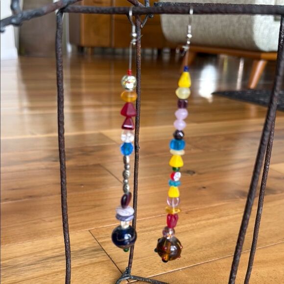 Artist glass beaded earrings - Picture 1 of 3